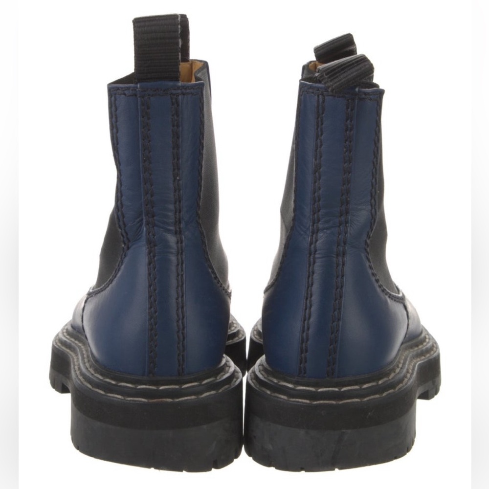 Proenza Schouler Leather Ankle Chelsea Boots Round-Toes with Grosgrain Trim - Picture 5 of 5